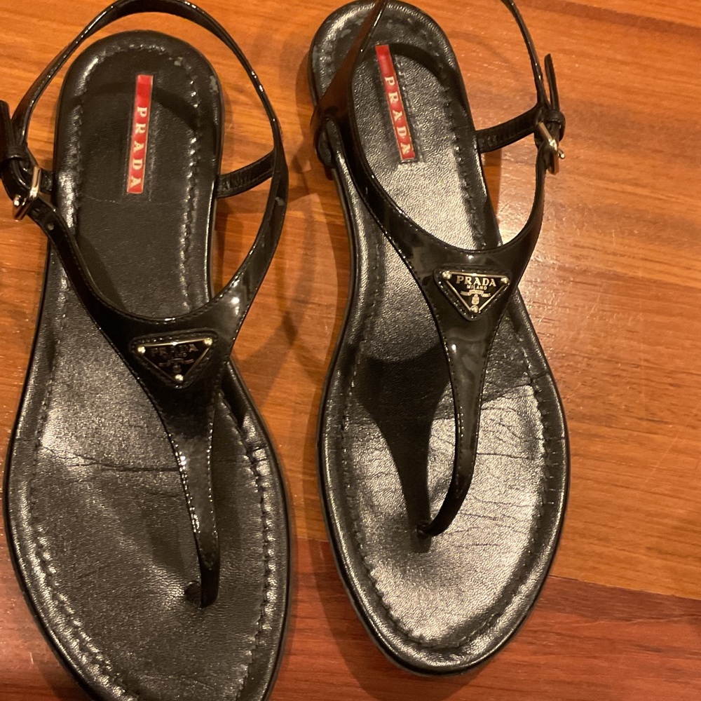 Prada Glossy Black Women's Sandals